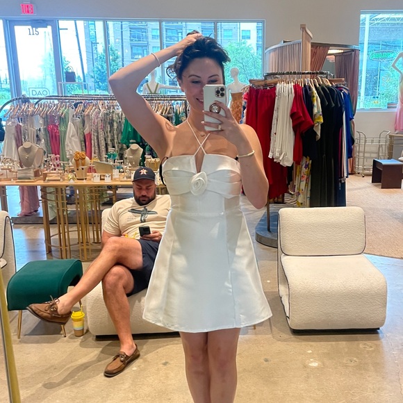 Chloe Dao Dresses & Skirts - Chloe Dao Boutique Ivory Strapless Rosette Cocktail Dress Bridal Shower Size S
